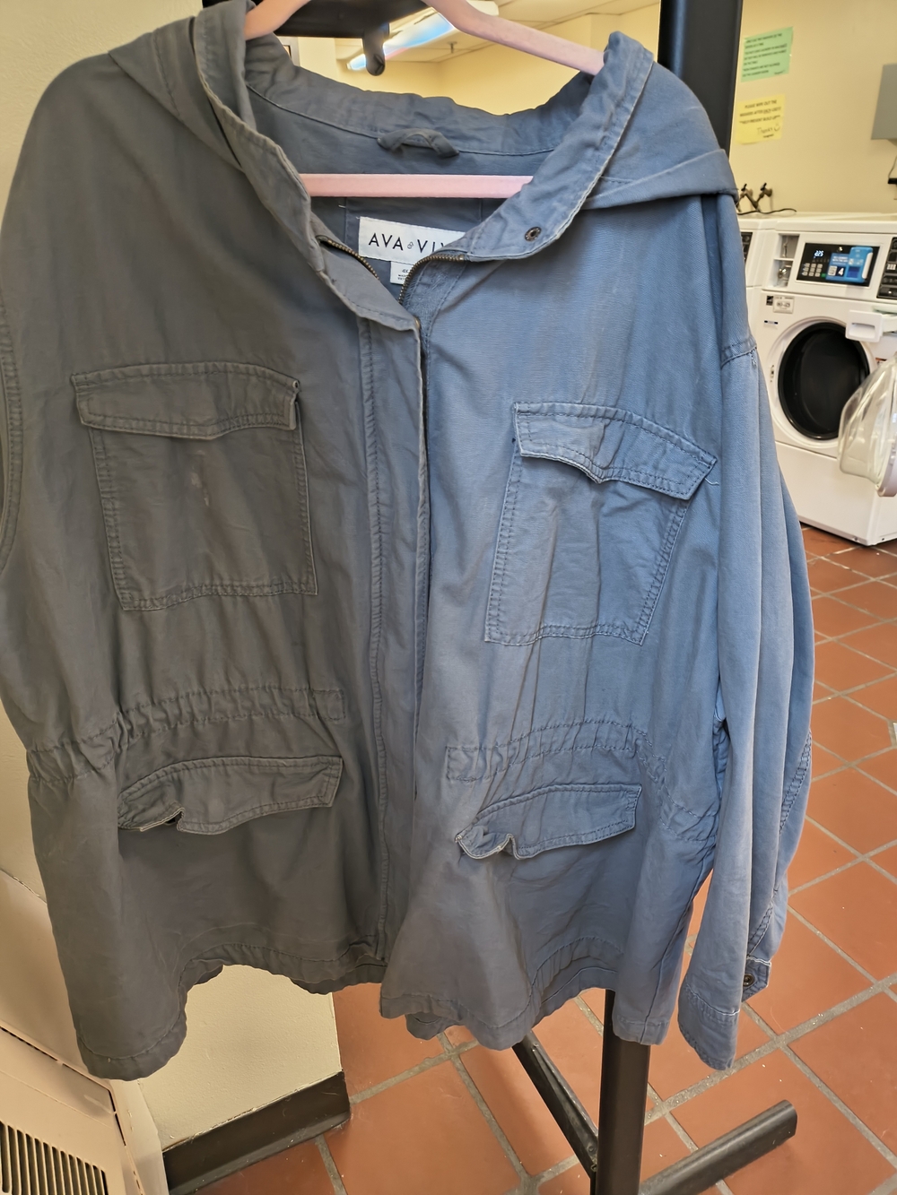 Ava & Viv Two-Tone Utility Jacket in Slate and Gray-Blue